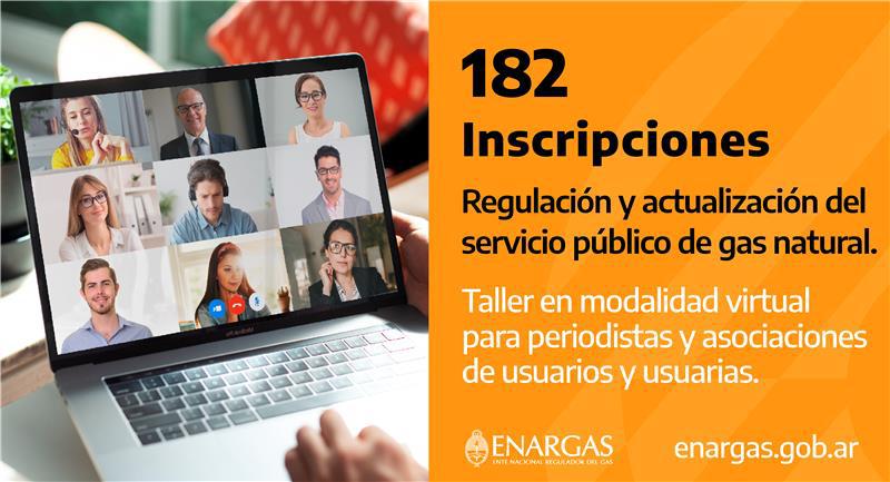 Cierra la convocatoria con 182 inscriptos a los talleres de capacitación para usuarios y periodistas, lanzados por ENARGAS 