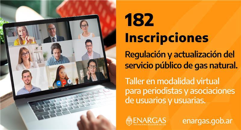 Cierra la convocatoria con 182 inscriptos a los talleres de capacitación para usuarios y periodistas, lanzados por ENARGAS